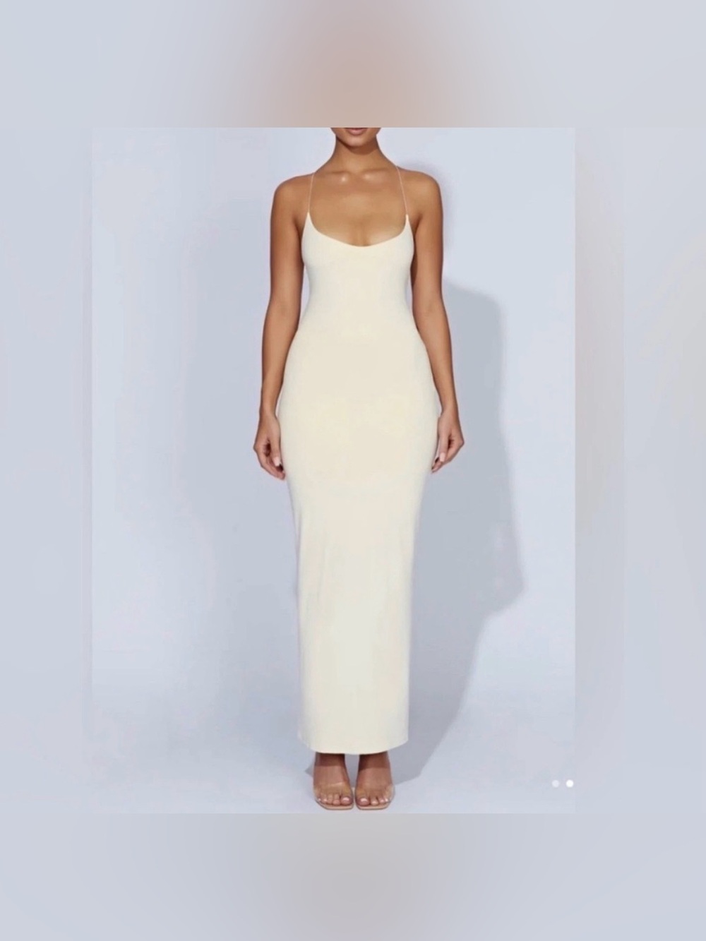 Meshki Sabine Backless Maxi Cream Dress Size large NWT